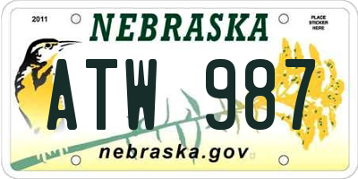 NE license plate ATW987