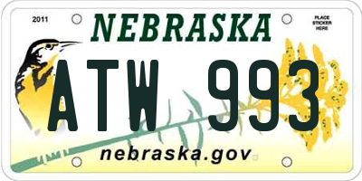 NE license plate ATW993