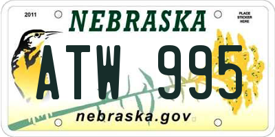 NE license plate ATW995