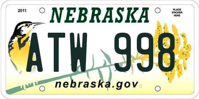 NE license plate ATW998