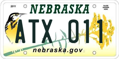 NE license plate ATX011