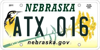 NE license plate ATX016