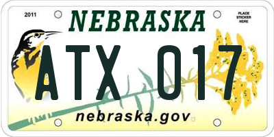 NE license plate ATX017