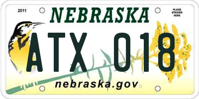 NE license plate ATX018