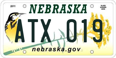 NE license plate ATX019