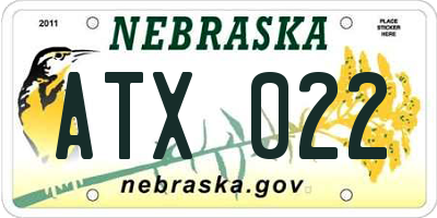 NE license plate ATX022