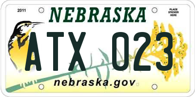 NE license plate ATX023