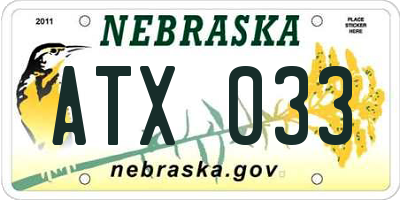 NE license plate ATX033