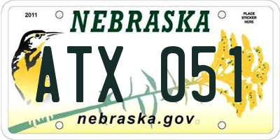 NE license plate ATX051