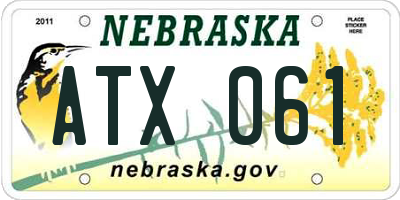 NE license plate ATX061