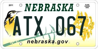 NE license plate ATX067