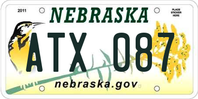 NE license plate ATX087