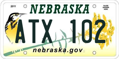 NE license plate ATX102