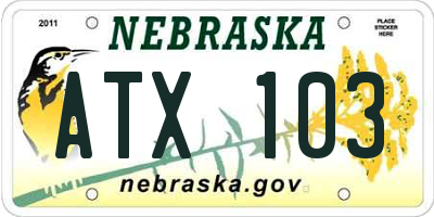 NE license plate ATX103