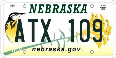 NE license plate ATX109
