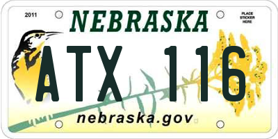 NE license plate ATX116