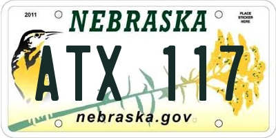 NE license plate ATX117