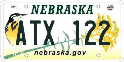 NE license plate ATX122