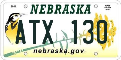 NE license plate ATX130