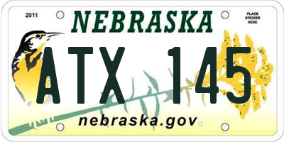 NE license plate ATX145
