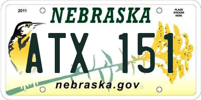 NE license plate ATX151