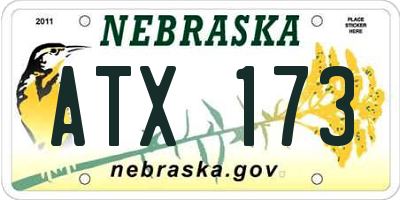 NE license plate ATX173