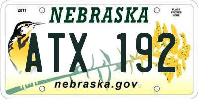 NE license plate ATX192