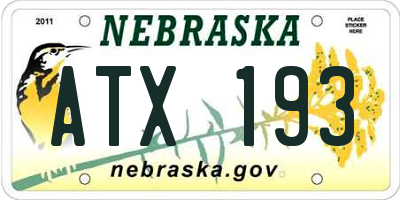 NE license plate ATX193