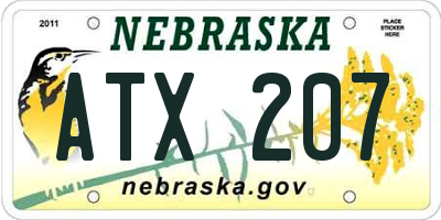 NE license plate ATX207