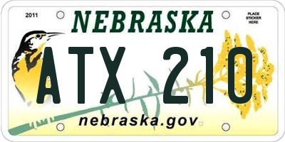 NE license plate ATX210