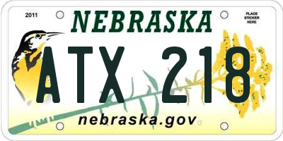 NE license plate ATX218
