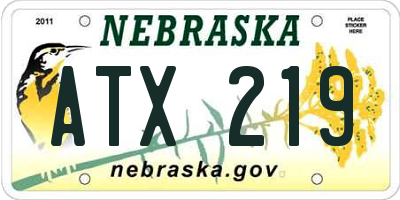NE license plate ATX219