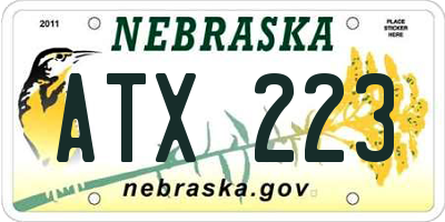 NE license plate ATX223