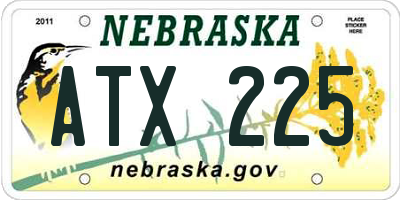 NE license plate ATX225