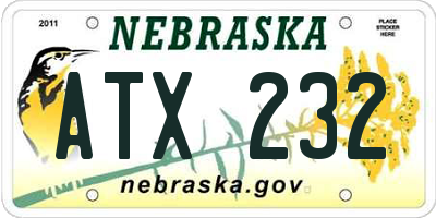 NE license plate ATX232