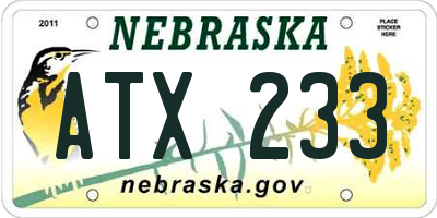 NE license plate ATX233