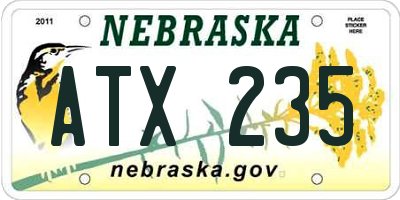 NE license plate ATX235