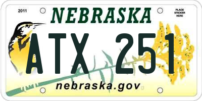 NE license plate ATX251