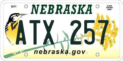 NE license plate ATX257