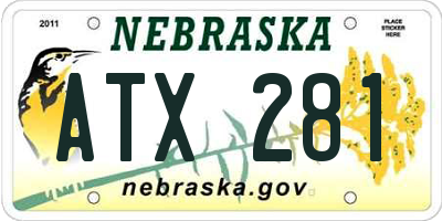 NE license plate ATX281
