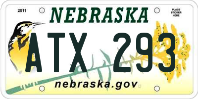 NE license plate ATX293