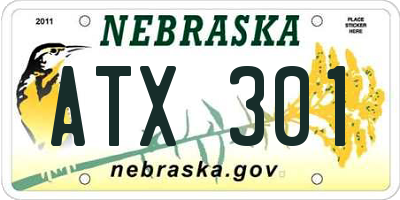 NE license plate ATX301