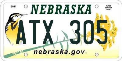 NE license plate ATX305