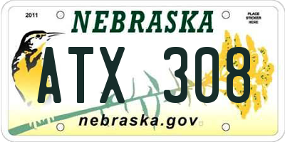 NE license plate ATX308