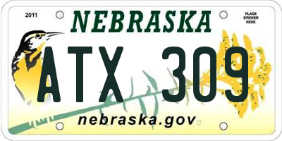 NE license plate ATX309