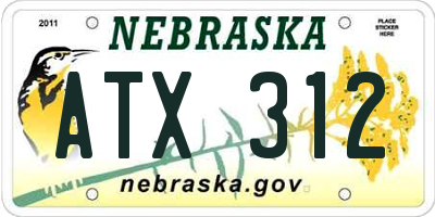 NE license plate ATX312