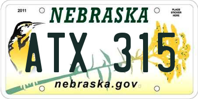 NE license plate ATX315