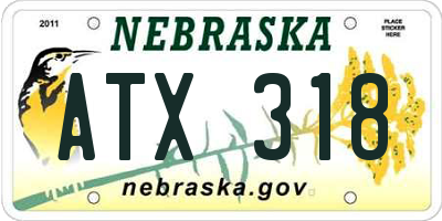 NE license plate ATX318