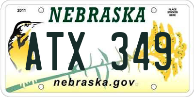 NE license plate ATX349