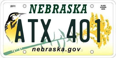 NE license plate ATX401